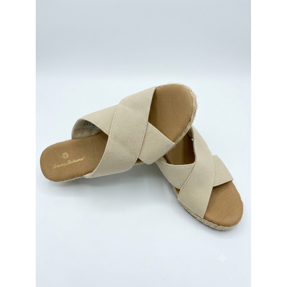Tommy Bahama Boho Chic Casual Beige Textile Espadrille Wedge Sandals Womens 7.5